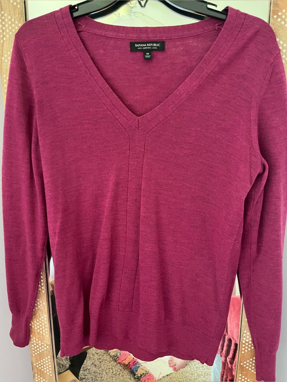 Banana Republic Pink V-Neck Wool Sweater
